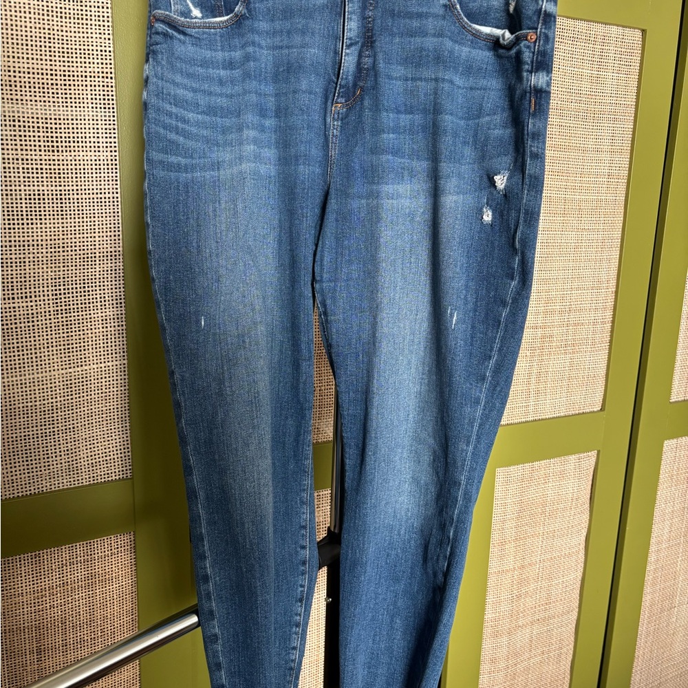 LOFT Distressed Blue Ankle Jeans